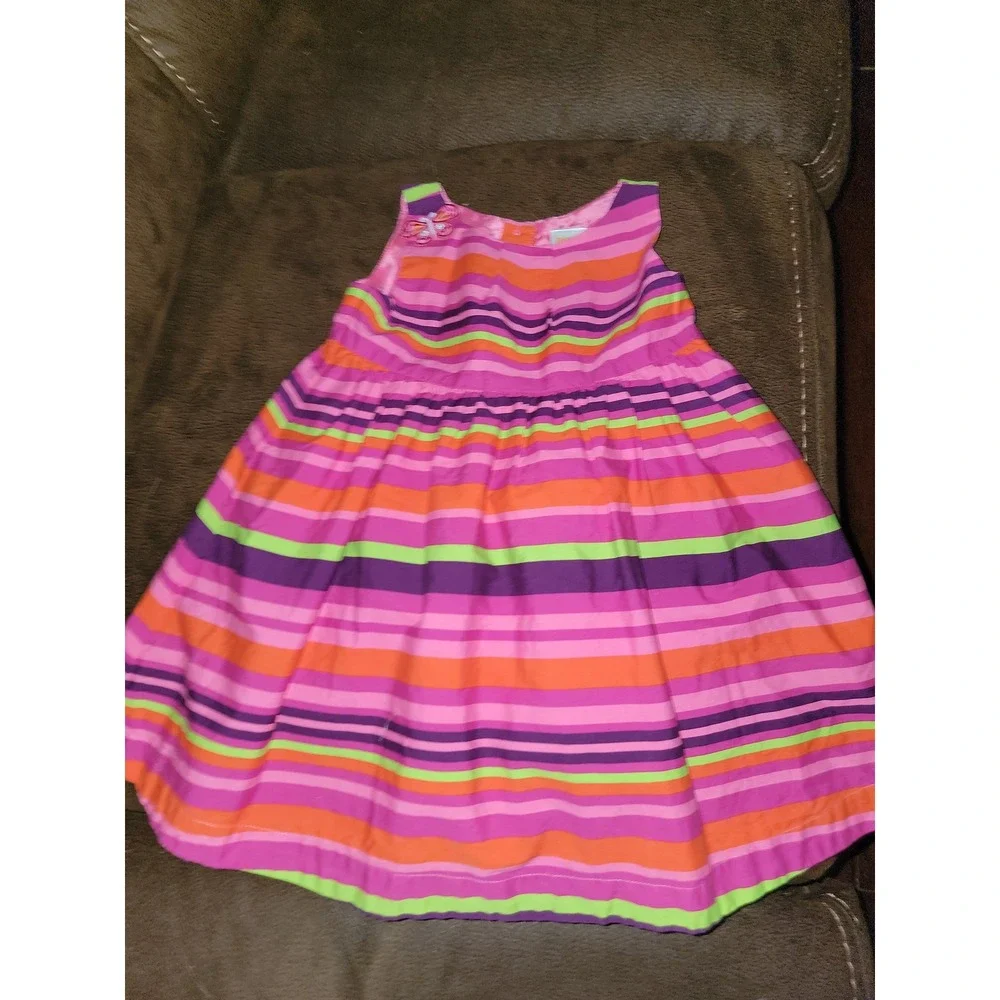 Gymboree summer safari striped dress with butterfly size 18 24‎ months
